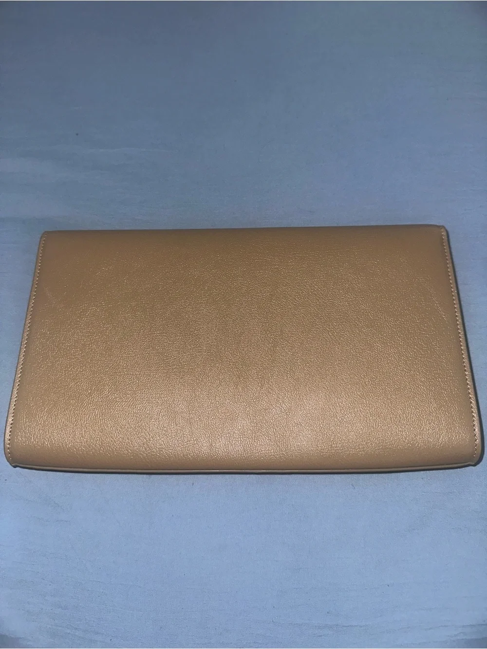 Saint Laurent Beige Leather YSL Embossed Envelope Wallet